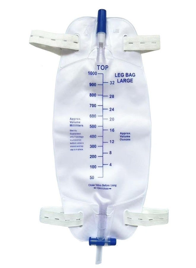 Lifevv 4 Pack Easy-Tap Leg Bag, Urinary Drainage Bag, 32 oz, Anti-Reflux Valve,T-Tap Drain,Cloth Straps - Image 1